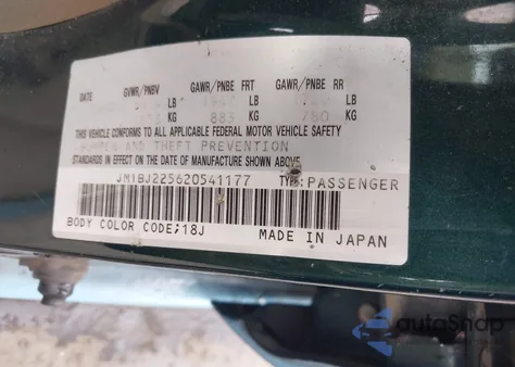 2002 Mazda Protege Dx/Es/Lx z USA, uszkodzony, nr VIN JM1BJ225620541177